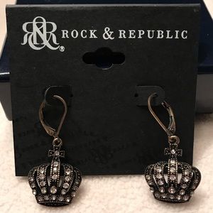 Rock & Republic fashion crown dangle earrings